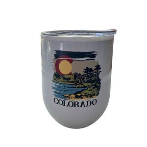 Colorado Travel Tumbler Sliding Clear Lid White Insulated Coffee Beer Juice Mug